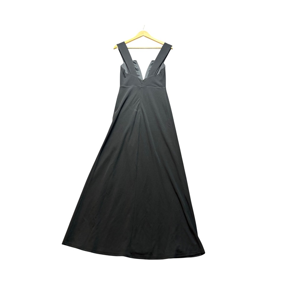 Lulus Gown Dress Women Size M Black Crepe Sleeveless V-Neck High Slit Maxi